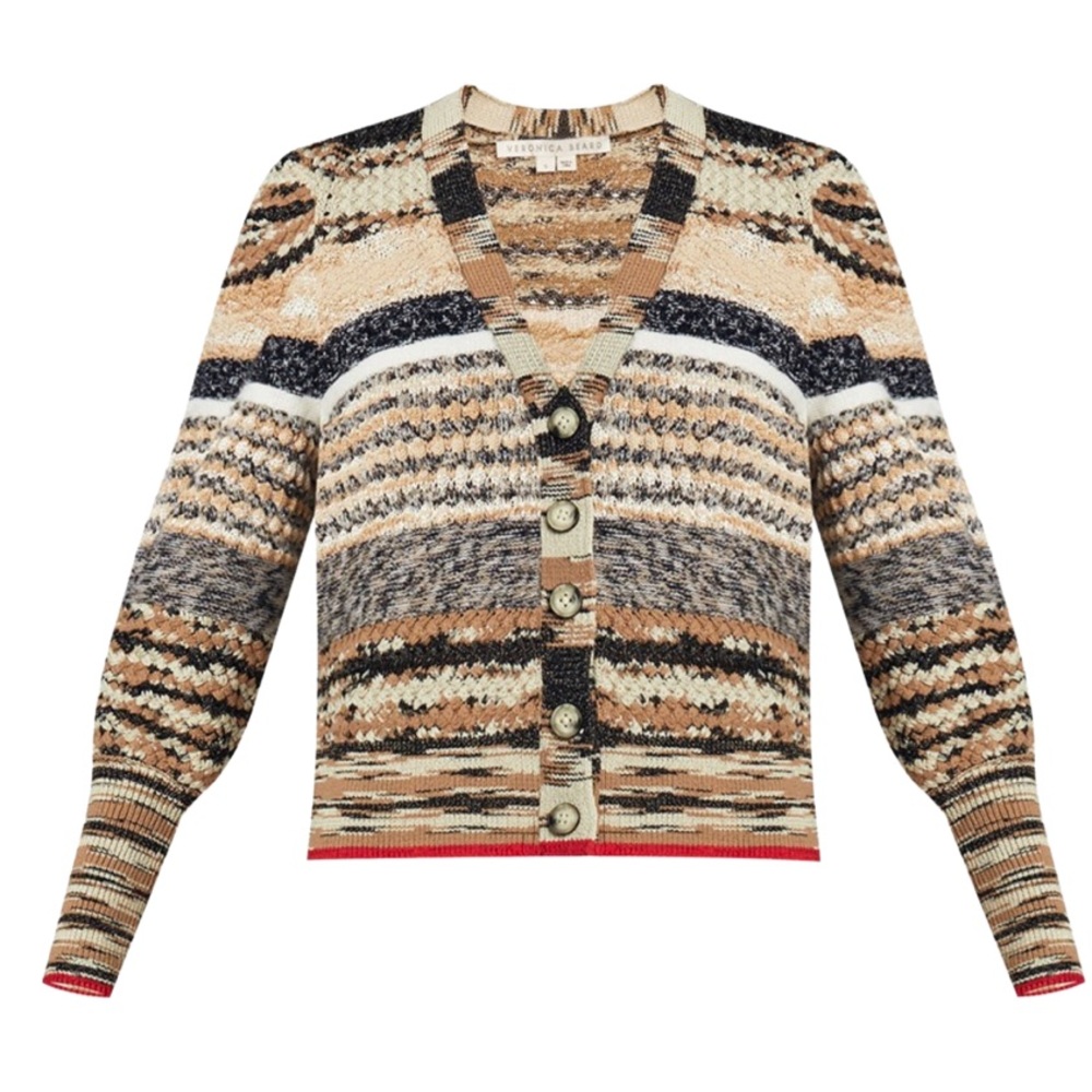 Veronica Beard Cecily Mixed Knit Cardigan